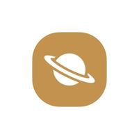 Saturn planet icon logo vector on square background