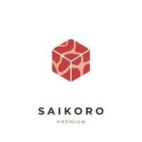 logotipo de ilustración de vector de carne saikoro