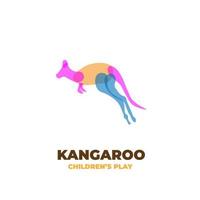 Kangaroo abstract illustration logo with cheerful overlapping colors vector