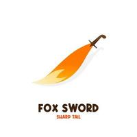 Fox tail sword illustration logo vector