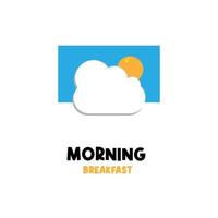 logotipo de ilustración de huevo de nube de desayuno vector