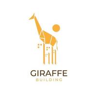 Yellow giraffe building vector illustration logo