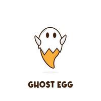 Ghost egg cute cartoon illustration logo vector