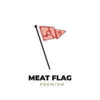 logotipo de ilustración de icono de bandera de carne vector