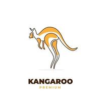 Kangaroo line art illustration logo with yellow pattern vector