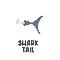 logotipo de ilustración de dibujos animados de hueso de cola de tiburón vector