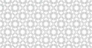 Abstract seamless pattern. Arabic line ornament with geometric shapes. Linear floral ornamental texture. Artistic backdrop in arab orient textile style. vector