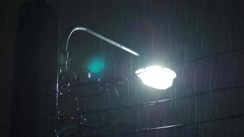 4k footage Rain Drops Falling in night at Bangkok Thailand in July raining season. video