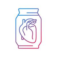 Human heart exhibit at museum gradient linear vector icon. Human organ preserved in formalin. Educational artifact. Thin line color symbol. Modern style pictogram. Vector isolated outline drawing