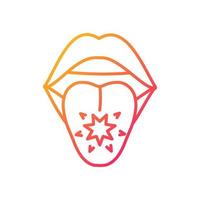 Tongue cancer gradient linear vector icon. Malignant tumors and sores. Mouth and oral cancer. Abnormal cells growth. Thin line color symbol. Modern style pictogram. Vector isolated outline drawing