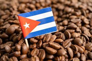 Cuba flag on coffee bean, import export trade online commerce concept. photo