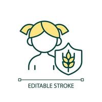 Children and food security RGB color icon. Feeding kids. Available and accessible products. Isolated vector illustration. Simple filled line drawing. Editable stroke.