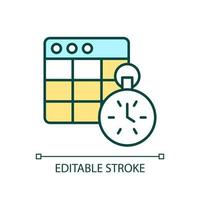 Countdown RGB color icon. Fast and quick. Planning and organizing. Stopwatch. Time and date. Isolated vector illustration. Simple filled line drawing. Editable stroke.