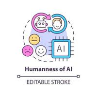 Humanness of AI concept icon. Machine learning. Tech macro trends abstract idea thin line illustration. Isolated outline drawing. Editable stroke. vector