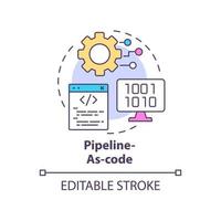 Pipeline-as-code concept icon. Automation in program writing. Tech macro trends abstract idea thin line illustration. Isolated outline drawing. Editable stroke. vector