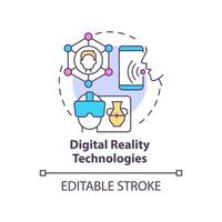 Digital reality technologies concept icon. Virtual assistant. Tech macro trends abstract idea thin line illustration. Isolated outline drawing. Editable stroke. vector