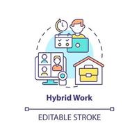 Hybrid work concept icon. Flexible shifts time. Trends in enterprise abstract idea thin line illustration. Isolated outline drawing. Editable stroke. vector