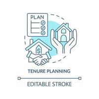 Tenure planning turquoise concept icon. Land-use planning abstract idea thin line illustration. Financial arrangement. Isolated outline drawing. Editable stroke. vector