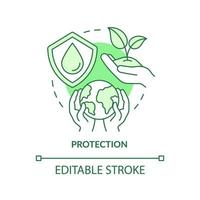 Protection green concept icon. Sustainable land management abstract idea thin line illustration. Natural environment. Isolated outline drawing. Editable stroke. vector