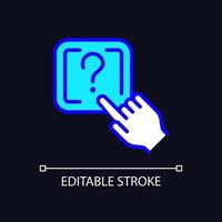 Question button RGB color icon for dark theme. Request to technical support. Looking of problem solving. Simple filled line drawing on night mode background. Editable stroke. vector