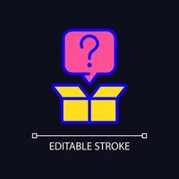 Out-of-the-box question RGB color icon for dark theme. Creative thinking. Searching new ways of development. Simple filled line drawing on night mode background. Editable stroke. vector