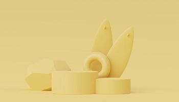 3d render of Abstract minimal  display podium for showing products or cosmetic presentation with summer beach scene. Summer time. photo
