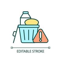 Food waste RGB color icon. Organic garbage and compost. Pollution and greenhouse gas issue. Isolated vector illustration. Simple filled line drawing. Editable stroke.