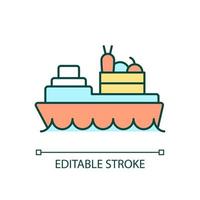 Food distribution RGB color icon. International products shipment. Marine delivery. Food security. Isolated vector illustration. Simple filled line drawing. Editable stroke.