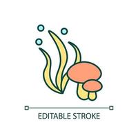 Alternative products RGB color icon. Mushrooms and seaweed. Vegetarian dieting. Vegan food. Isolated vector illustration. Simple filled line drawing. Editable stroke.