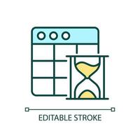 Precise schedule RGB color icon. Planning and organizing. Book appointment. Hour glass. Time and date. Isolated vector illustration. Simple filled line drawing. Editable stroke.