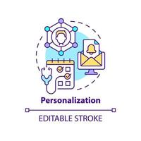 Personalization concept icon. Individual patients service. Healthcare macro trends abstract idea thin line illustration. Isolated outline drawing. Editable stroke. vector