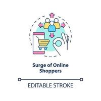 Surge of online shoppers concept icon. E-commerce success. Retail strategy trends abstract idea thin line illustration. Isolated outline drawing. Editable stroke. vector