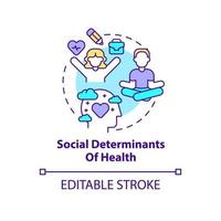 Social determinants of health concept icon. Medicine macro trends abstract idea thin line illustration. Isolated outline drawing. Editable stroke. vector