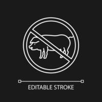 Abstain from meat consumption white linear icon for dark theme. Avoid overconsumption. Thin line illustration. Isolated symbol for night mode. Editable stroke.  for dark theme vector