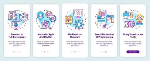 Macro trends in technology onboarding mobile app screen. Innovations walkthrough 5 steps graphic instructions pages with linear concepts. UI, UX, GUI template. vector