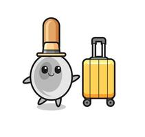cooking spoon cartoon illustration with luggage on vacation vector