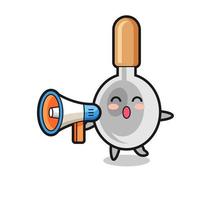 cooking spoon character illustration holding a megaphone vector