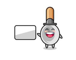 cooking spoon cartoon illustration doing a presentation vector