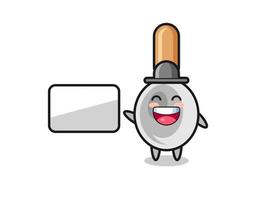 cooking spoon cartoon illustration doing a presentation vector