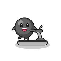 comma symbol cartoon character walking on the treadmill vector