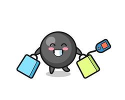 caricatura de mascota de símbolo de punto sosteniendo una bolsa de compras vector
