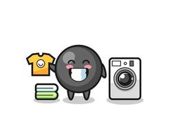 Mascot cartoon of dot symbol with washing machine