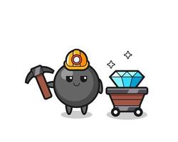 Character Illustration of dot symbol as a miner vector