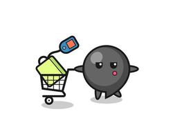 caricatura de ilustración de símbolo de coma con un carrito de compras vector