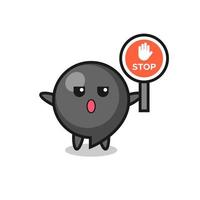 comma symbol character illustration holding a stop sign vector