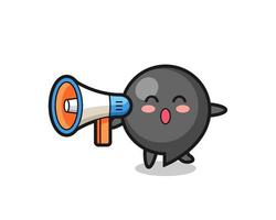 comma symbol character illustration holding a megaphone vector