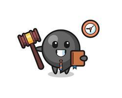 Mascot cartoon of comma symbol as a judge