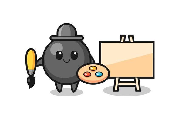 Illustration of dot symbol mascot as a painter