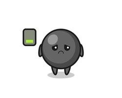 dot symbol mascot character doing a tired gesture vector