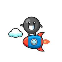 dot symbol mascot character riding a rocket vector